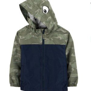 Oshkosh Dinosaur Camouflaged Fleece Zip-up Windbreaker Jacket Size 12 Months